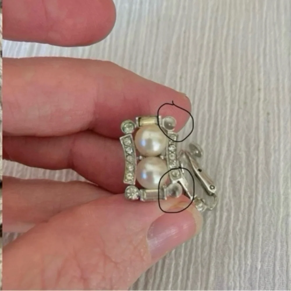 Vendome Pearl Rhinestone Earrings Vintage Elegant Classic Style Minimal Pearlcor - Picture 5 of 11